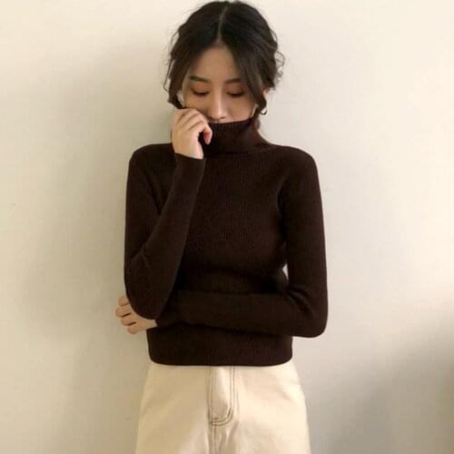 Knitted Autumn Winter Top Turtleneck Pullovers Casual Sweaters Women Shirt Long Sleeve Short Slim Sweater Girls Women Clothing