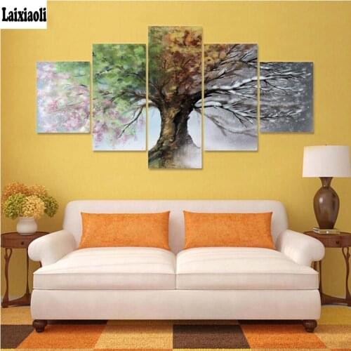 Home Decoration diamond painting 5 pcs full square cross-stitch 3d pictures diamond embroidery Four Season Tree diamond mosaic