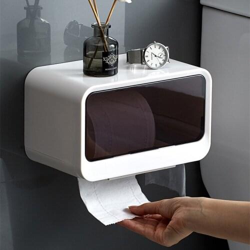 Waterproof Toilet Paper Holder Wall Mounted Toilet Tissue Dispenser Plastic Multi-function Portable Toilet Roll Holder Stand