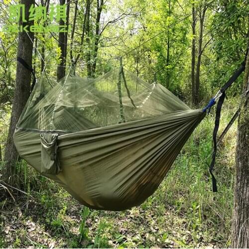 2.6 x 1.4 M High Strength Camping 210T Parachute Hammock Hanging Bed With small mesh of Mosquito Net