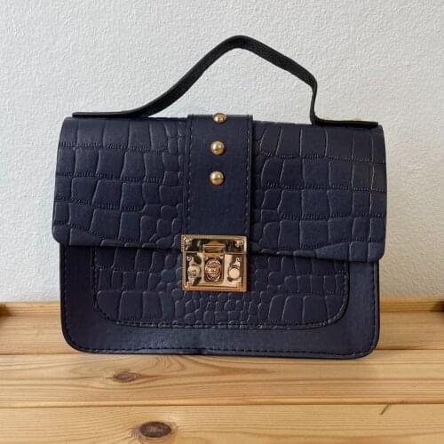 Tonar Lordi Navy Kroko Leather Locked Messenger Bag New Season Elegant Casual Office Party Use