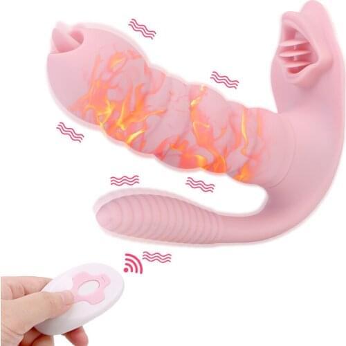 Remote Control Dildo Vibrator Wearable Anal Vagina Clitoris Stimulator Heating Tongue Licking Vibrator Sex Toys for Women