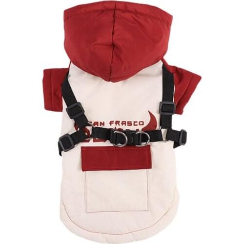 Winter Dog Clothes Warm Dog Coat With Harness Fleece Dog Jacket Waterproof Dog Button Coat Puppy Coat Small Dog Outdoor Clothing