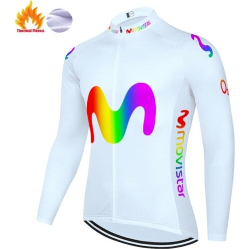 Winter bicycle jersey 2020 Movistar maillot ciclismo hombre TEAM CYCLING Jersey MENS thermal fleece long sleeve jersey