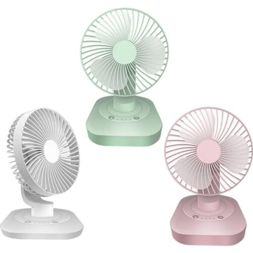3000mAh USB Rechargeable 120 Degree Oscillation Desk Fan 3 Gear Shaking Head Fan for Home Office Dormitory Outdoor Camping