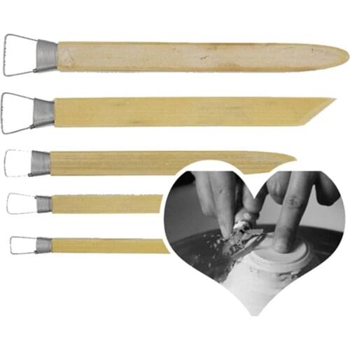 5 PCS Toothed Clay Pottery Sculpting Tools Set Sculpture Carving Scraper Craft Modeling Trimming Loop Tool Supplies