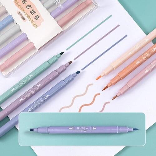 6Pcs/Set Highlighter Pen Set Light Color Kawaii Marker Pen DIY Photo Album Journal Painting Fluorescent Pen Student Stationery