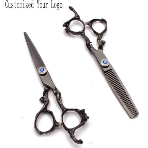 9003# 6" 440C Customized Brand Hairdressers Scissors Straight Shears Thinning Shears Professional Hair Scissors Barber Scissors