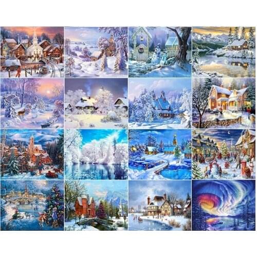 Snow View Diamond Painting Christmas Diamand Mosaic Art Embroidery Rhinestone Picture Puzzle Toy Kids Gift Wall Decor Small Size