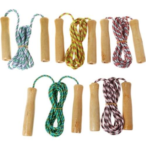 Hot 2m Wooden Handle Jumping Rope Kid Fitness Equipment Practice Speed Skipping U2JB