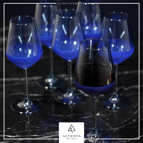 Altenta Blue Glass Goblet Cup 6 Piece Set