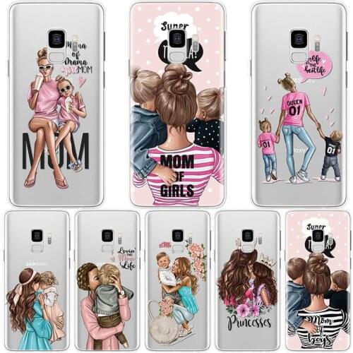 Black Brown Hair Baby Mom Girl Case For Samsung Galaxy A51 A71 A70 A40 A50 S20 FE S21 Plus Ultra A5 A7 A8 A9 2018 2017 Case Capa