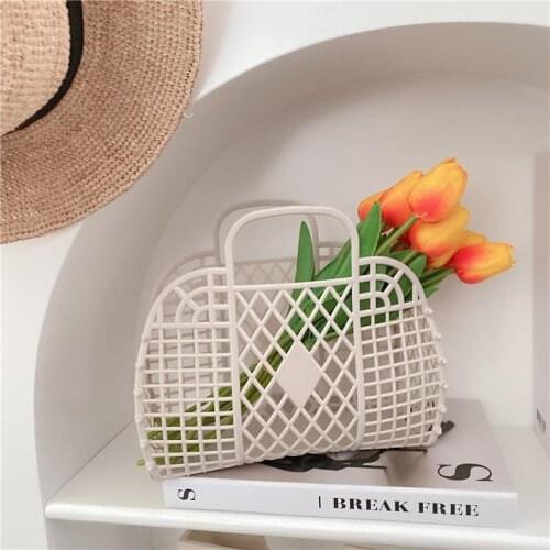 CuteLife Nordic Ins Small Plastic Folding Basket Decorative Home Storage Organization Basket Kitchen Flower Fruit Laundry Basket