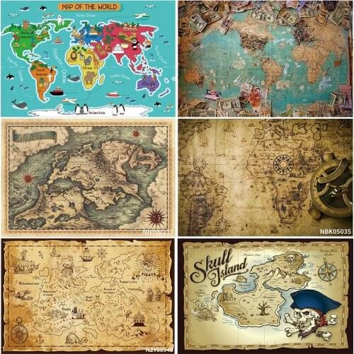 Old World Map Pirate Treasure Adventure Navigation Birthday Party Child Portrait Photographic Background Photo Studio Backdrop