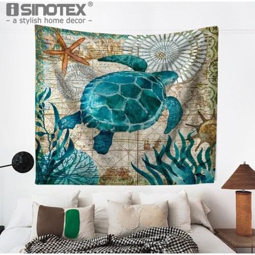 ISINOTEX Marine Animal Style Tapestry 130/200x150cm 100% Polyester Hippocampus Turtle Octopus Whale Home Decoration Wall Hanging