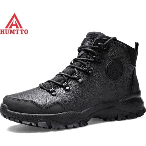 HUMTTO Brand Genuine Leather Hiking Boots for Men 2020 New Winter Waterproof Climbing Trekking Shoes Mens Outdoor Tactical Boots