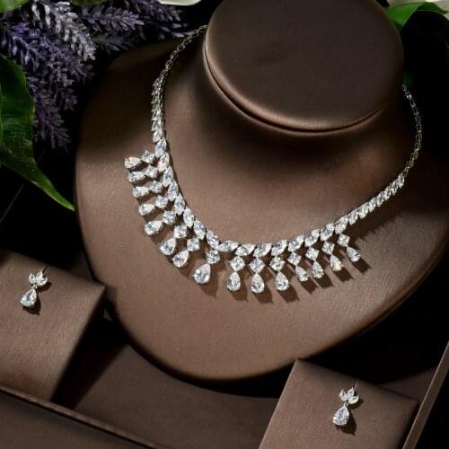 HIBRIDE Classic WaterDrop Cubic Zirconia Bridal Jewelry Sets Dubai Bridal Jewelry Set Dance Party gifts Bijoux N-1467