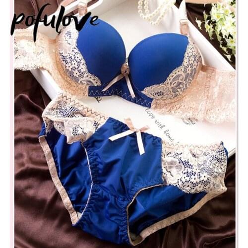 Women Lace Sexy Bras Push Up Underwear Lingerie Set Embroidery Bow Female Brassiere Bra and Pants