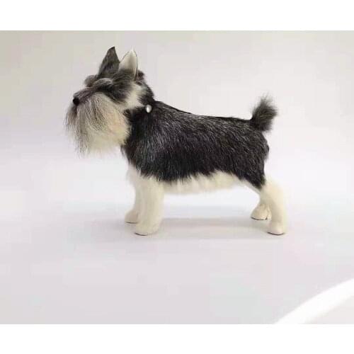 New real life Schnauzer dog model plastic&furs simulation gray dog doll gift about 28x22cm xf2744