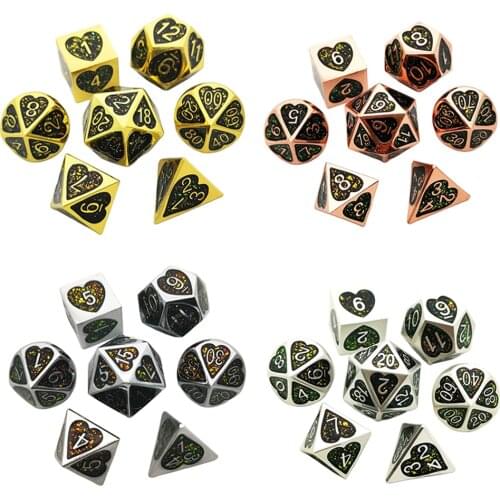 Set of 7pcs Numeral Polyhedral Dice Set for TRPG Table Games Props Toys