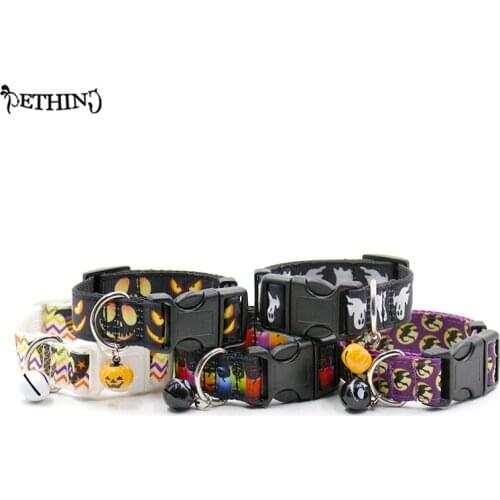 Nylon Halloween Pet Small Dog Collar Dog Pet Puppy Collar With Bell Festival Puppy Doggy Dress Up Collar Pet Dog Collar