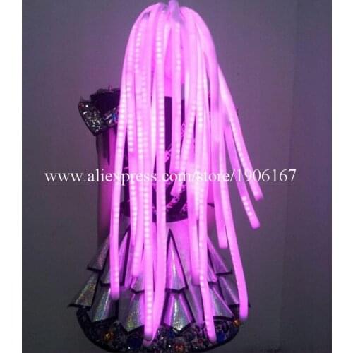 Colorful LED Light Up Hair Luminous Cosplay Wigs Halloween Christmas Halloween Headwear Party For Dancing Bar DJ Club