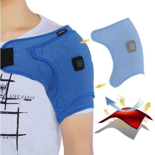 Shoulder Pad Electric Heat Therapy Shoulder Brace Adjustable Support Belt Vibrator Pain Relief Massager Shoulders Therapy Wrap