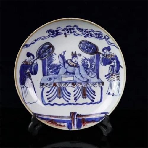 Underglaze Red Porcelain Chinese Porcelain Plate Figure Story Pattern Blue And White Porcelain Plate Decoration Plate