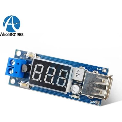 DC 4.5-40V To 5V 2A USB Charger DC-DC Step Down Buck Converter Voltmeter Digital LED Display Module Automatic Calibration Board