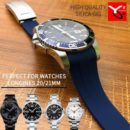 19mm 21mm Rubber Silicone Watch Strap Watchband for Role Daytona Submariner GMT Master Conquest Longines HydroConquest L3 Belt