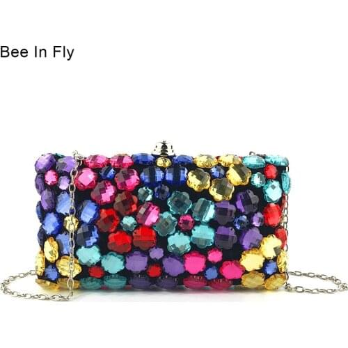 Luxury colorful Rhinestone Evening Bags diamond clutches Pearls Beaded Day Clutch Purses and Handbags Wallet Evening Wedding Bag