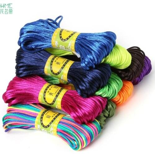 2mm 20meter Soft Satin Rattail Silk Macrame Cord Nylon Kumihimo For Chinese Knot Bracelet Necklace DIY Jewelry Finding