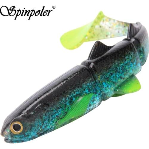 Spinpoler 1pc Soft Fishing Lures 6.3/8.6inch Segmented 3D Soft Paddle Tail Swimbait 6 Colors Soft Bait Northern Pike Lures