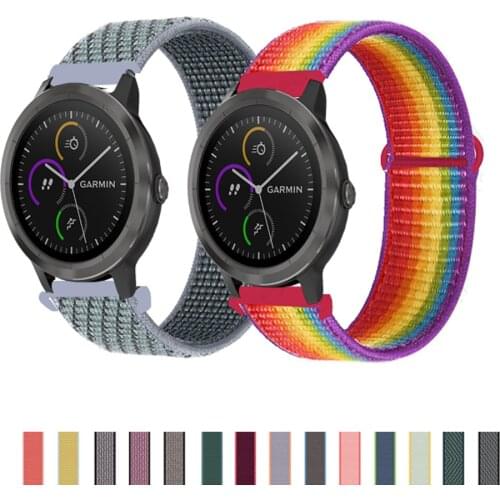Sport Nylon Loop Wrist Band Strap for Vivoactive 3 /245 645 245M 645M 20mm 22mm Repleacement Watch band for Venu SQ/ Venu