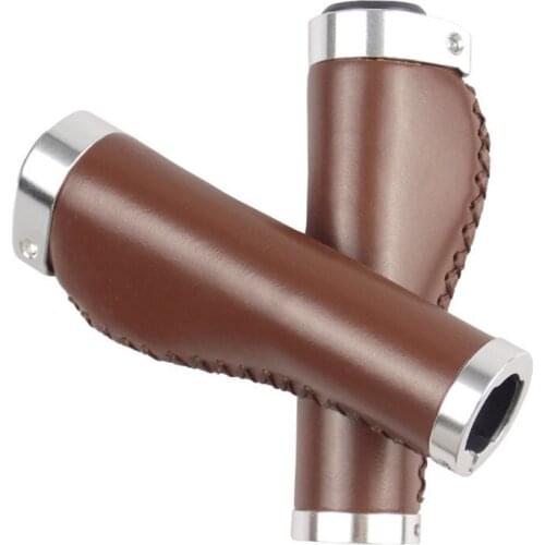 Hand-stitched Lock On Grips Retro Bike Handlebar Cover PU Leather Mountain Cycling Retro Handle Folding Bicycle Bike Accessory
