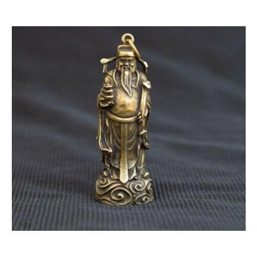 Chinese old brass god of wealth mini lucky Buddha Exquisite Figurines & Statues
