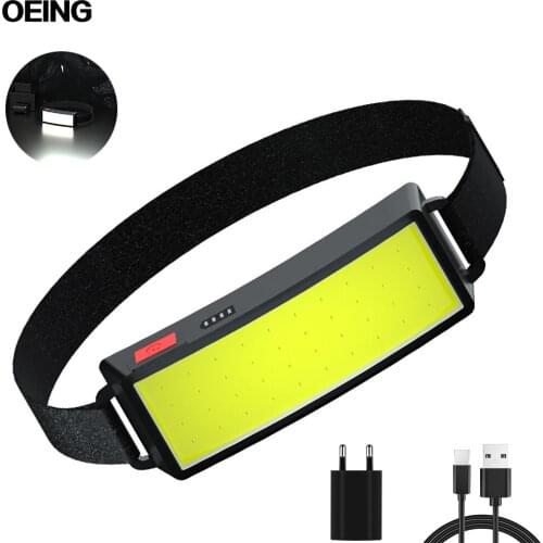 Super Bright COB Headlamp LED USB Rechargeable Headlight With Battery Display For Fishing, Hunting, Running, Camping Torch