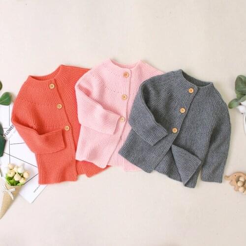 2020 Spring Winter Newborn Baby Girls Boy Knitting Sweaters Clothes Toddler Long Sleeve Solid Sweater Baby Outwear Tops 0-24M