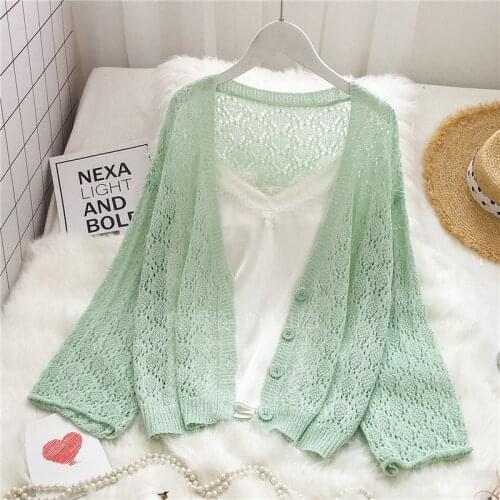 Loose Knitted Hollow Out Cardigans Women Fashion Knitting Summer Open Stitch Female Plus Size Ladies Cardigan Sweaters Femme
