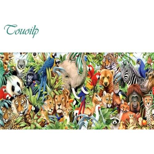 TOUOILP Full Square/Round Drill 5D DIY Diamond Painting "Zoo Animals" 3D Embroidery Cross Stitch Mosaic Rhinestone Home Decor
