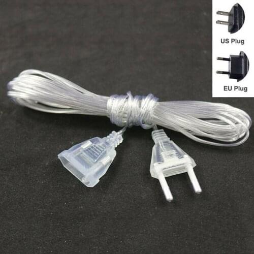 EU/US AC Power Plug 3m Extension Cable Extender Wire For LED String Light Christmas Wedding Christmas Party Home Decoration