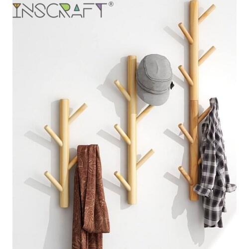 Handcraft Minimalist Hook Natural Tree Branch Coat Hanger Handmade Entryway Wood Hat Key Hook Wall Mounted Clothes Rack
