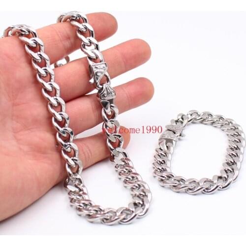 Vintage Clasp 8"-32" Huge Heavy 10mm/15mm Cuban Chain Necklace or Bracelet Stainless Steel Jewelry For Mens Charming Gifts