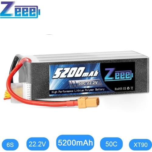 Zeee RC LiPo Battery 50C 5200mAh 22.2V 6S Lipo Battery with XT90 Plug For RC Helicopter Car Boat Airplane Quadcopter FPV