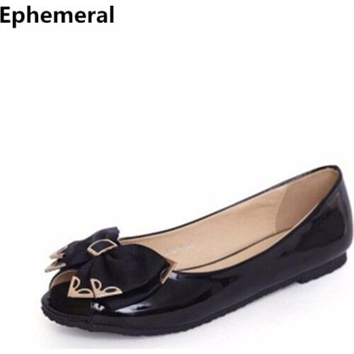 Lady Cheap Princess Bow Glitter Sequined Square Heel Big Size(4-12)Comfortable Peep Open Toe Flattie Boat Shoes Platform 5colors