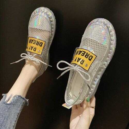 Women Casual Shoes Summer 2020 Summer Women Flats Shoes Fashion Breathable Vulcanization Lace-Up Women Sneakers Mesh (Air mesh)