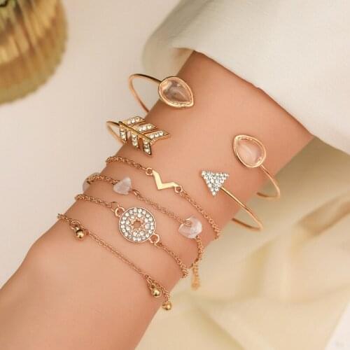 Tassel Bracelets for Women Bohemian Gold Jewelry Geometric Leaves Beads Layered Hand Chain Charm Bracelet Set 2021 Gift