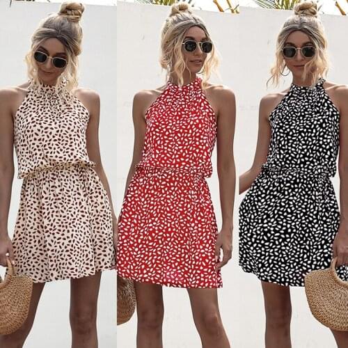 Sexy Halter Dress With Bare Shoulders Cute Vintage Women A Line Dress Fashion 2021 Sukienka Hearts Print Ruched Dress Pleated Xl