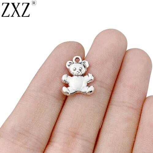 ZXZ 20pcs Tibetan Silver Cute Teddy Bear Charms Pendants Beads for Bracelet Necklace Jewelry Making Accessories 16x12mm