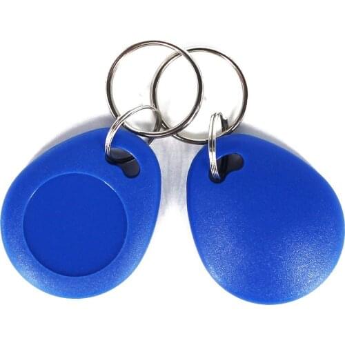 10pcs 13.56MHz RFID MF Classic 1k Keyfobs Keychains ISO14443A access control key card token Smart Key Tag-Blue Color